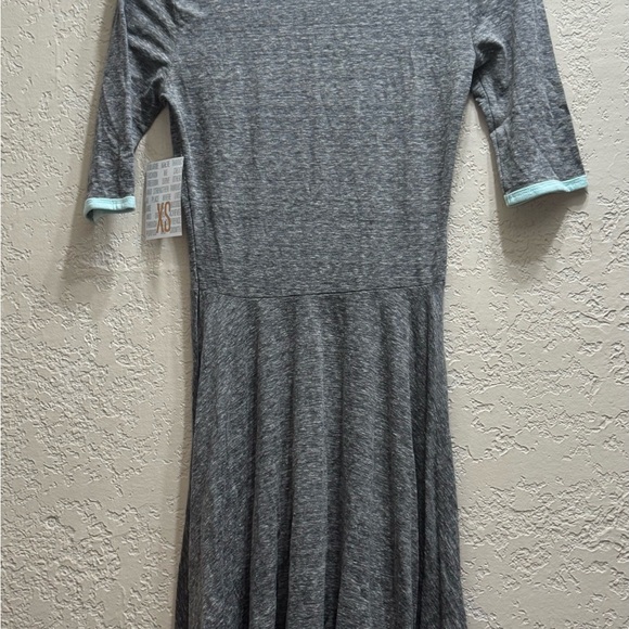 LuLaRoe Nicole Dress XS Gray Mint Trim NWT Fit & Flare - Picture 3 of 7